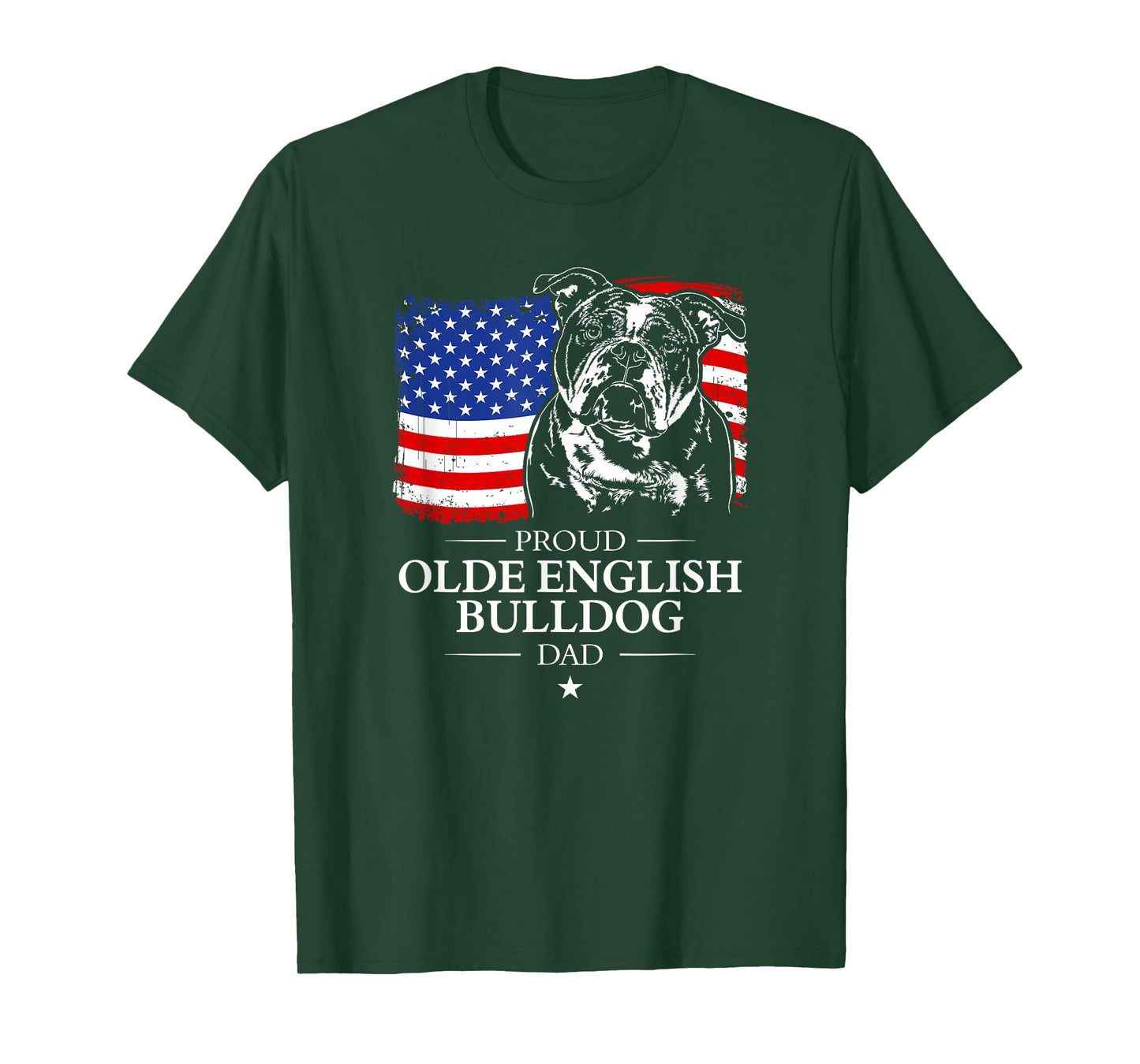 Proud Olde English Bulldog Dad American Flag patriotic dog Men T-Shirt
