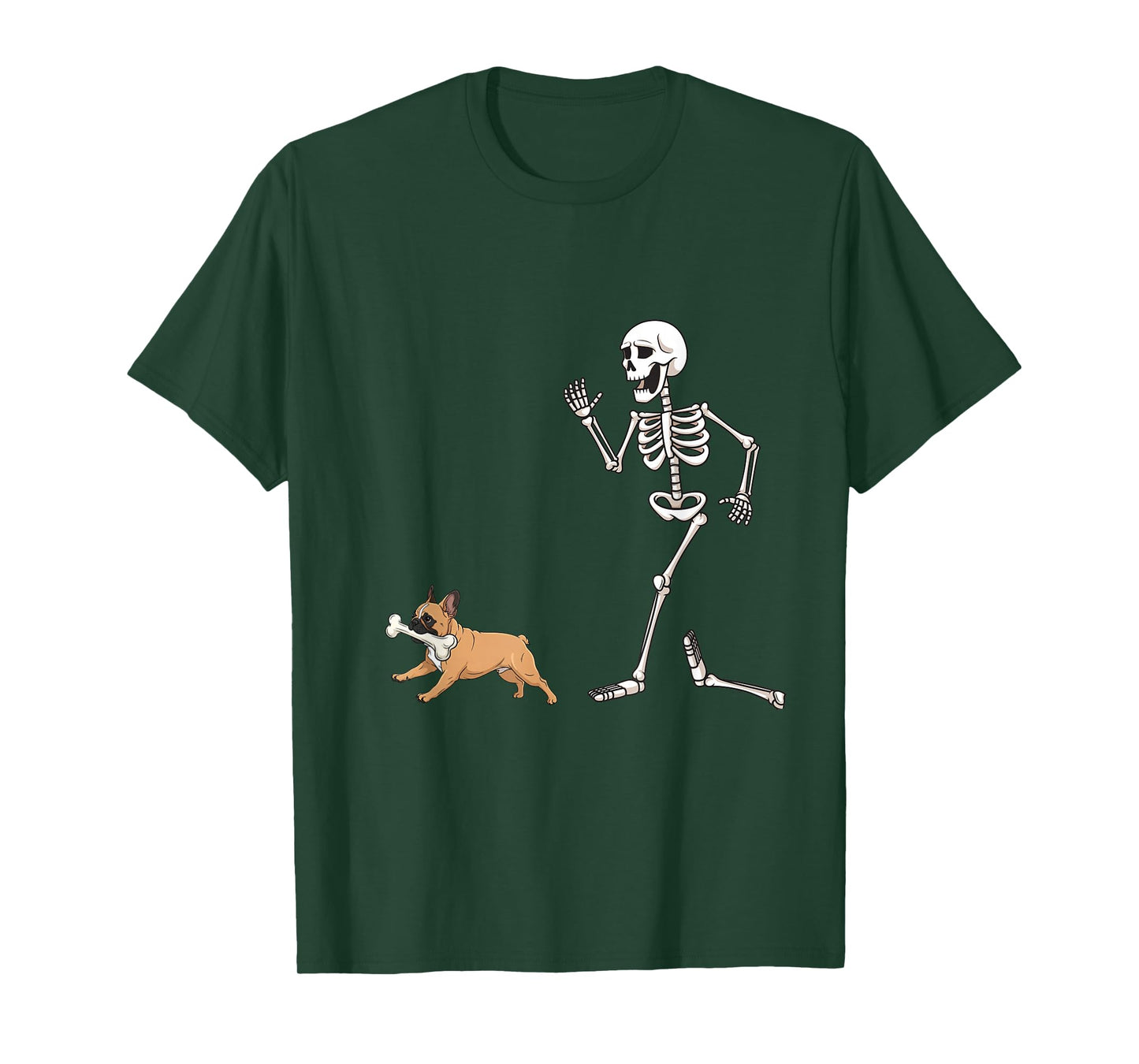 Funny Halloween French Bulldog and Skeleton T-Shirt