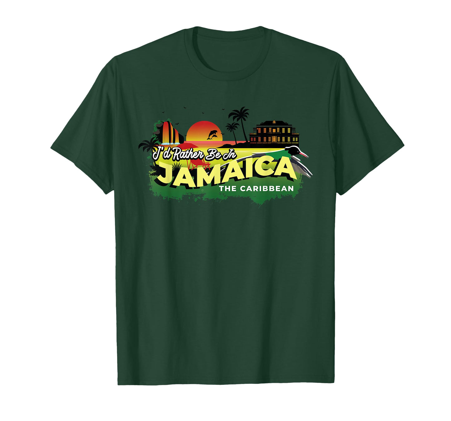 I'd Rather Be In Jamaica The Caribbean - Vintage Souvenir T-Shirt