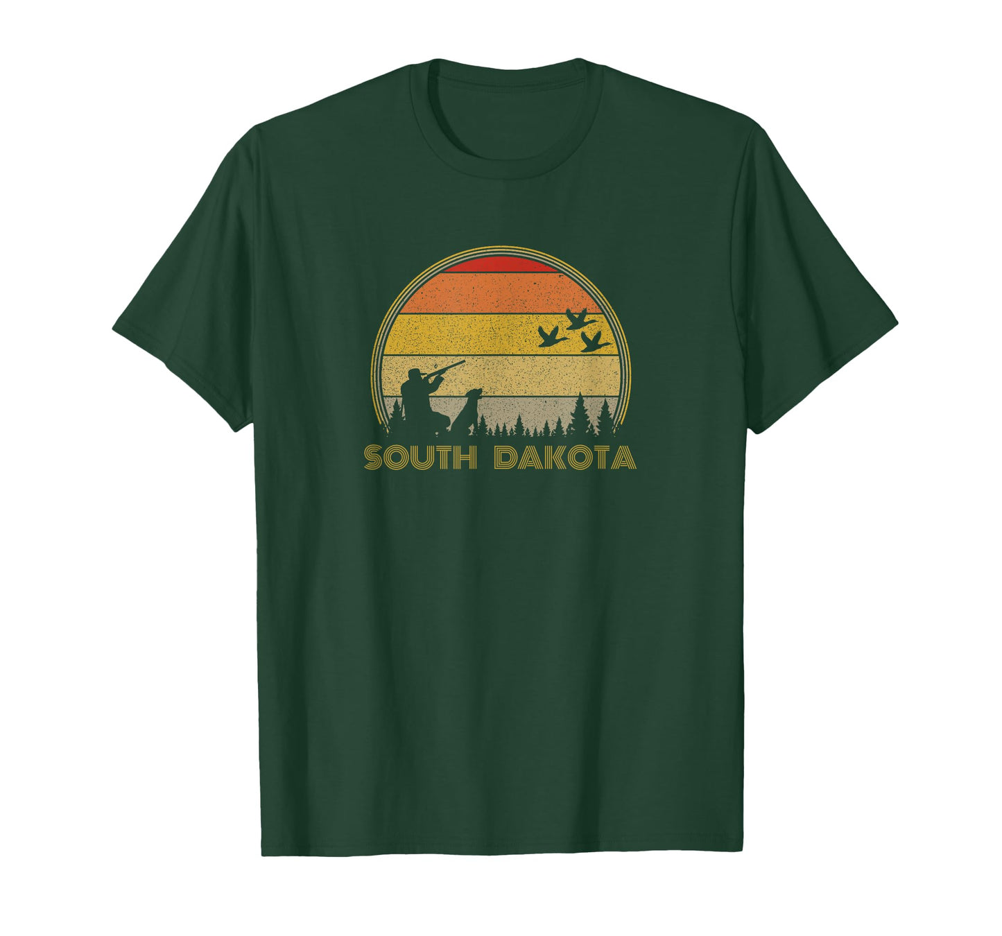 South Dakota Pheasant Hunter Bird Hunting Sunset Retro T-Shirt