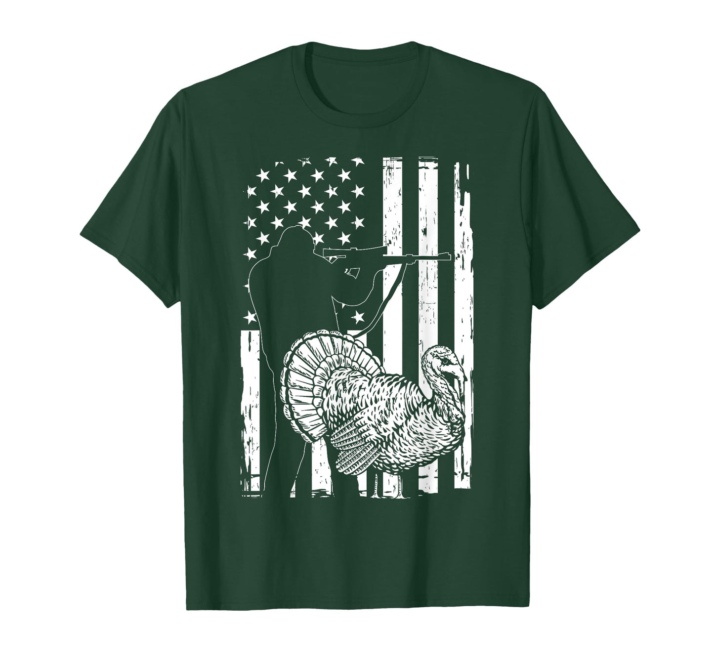Turkey Hunting American Flag USA Turkey Hunter Women Men T-Shirt