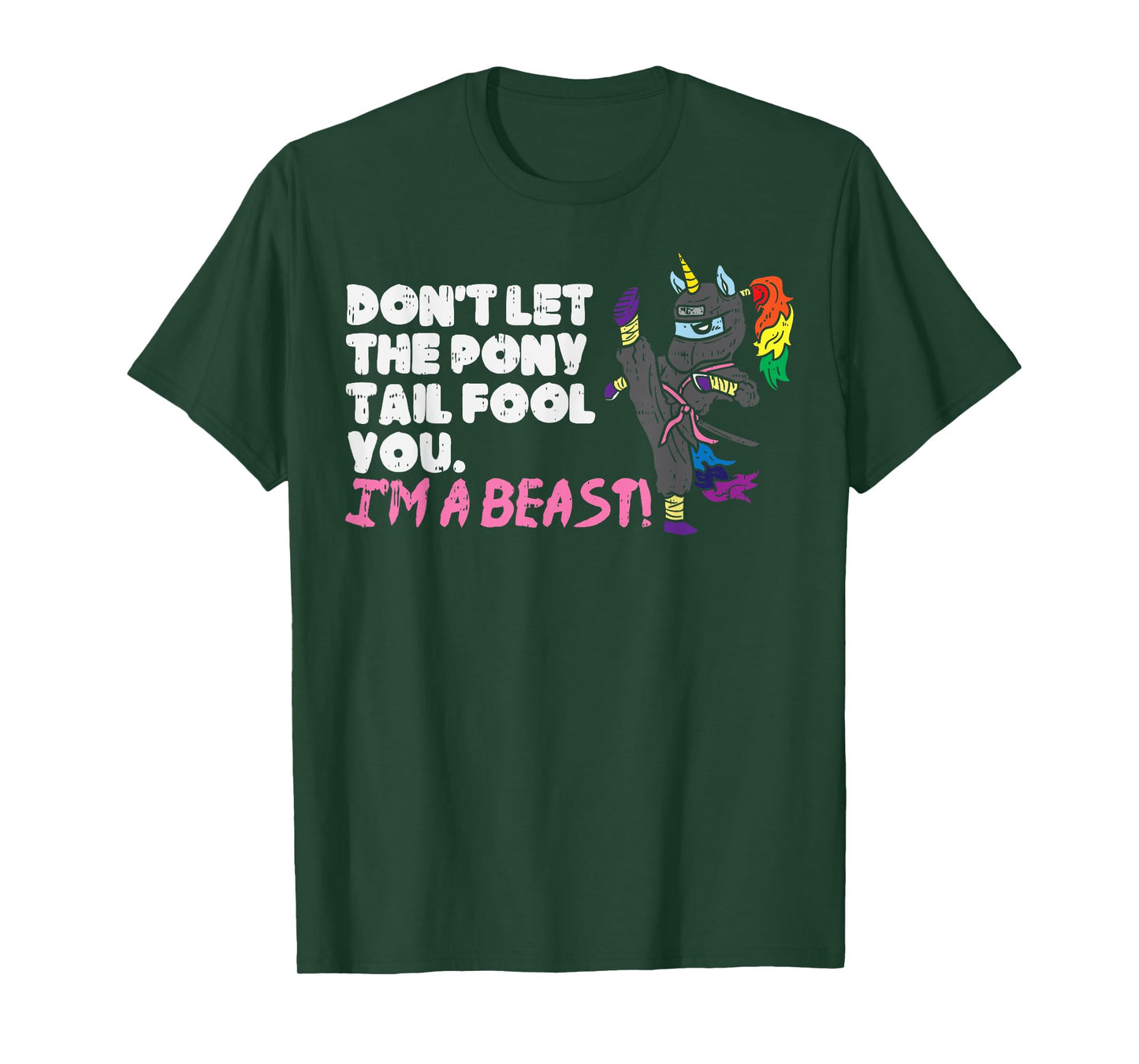Karate Ninja Unicorn Ponytail Beast Martial Arts Girls Gift T-Shirt