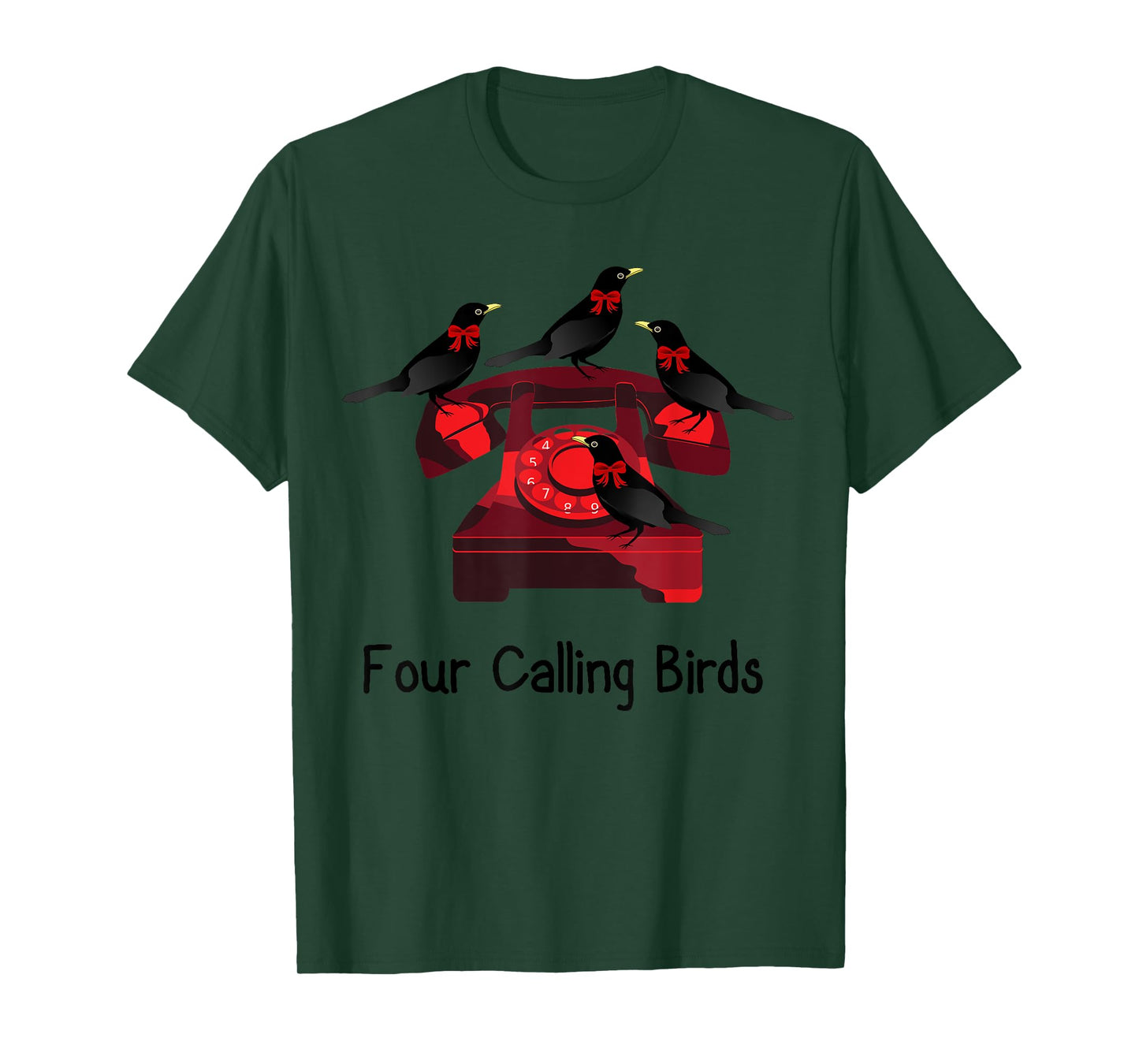 Funny Four Calling Birds Funny Twelve Days Of Christmas T-Shirt