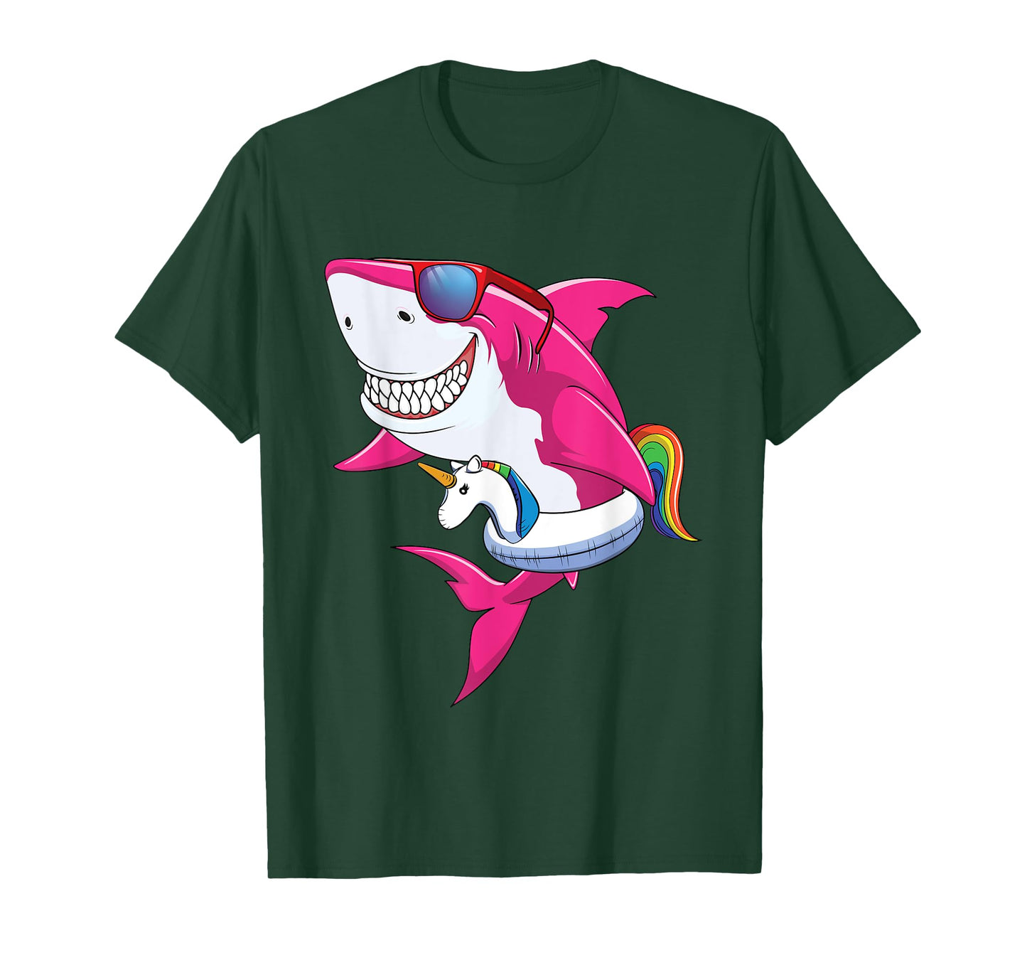 Shark Summer Shirt Girls Women Vacation Pool Unicorn & Shark T-Shirt