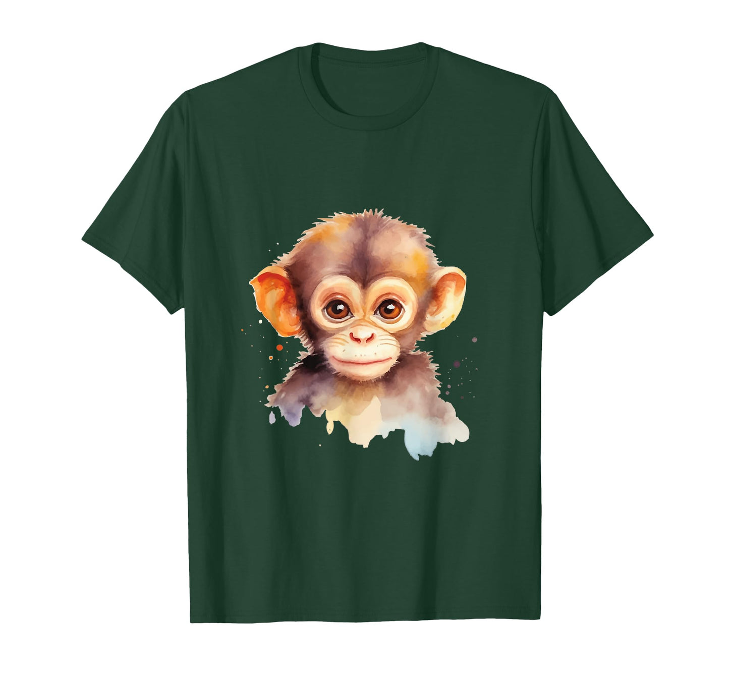 Baby Monkey Watercolor Portrait Chimp Ape Graphic T-Shirt