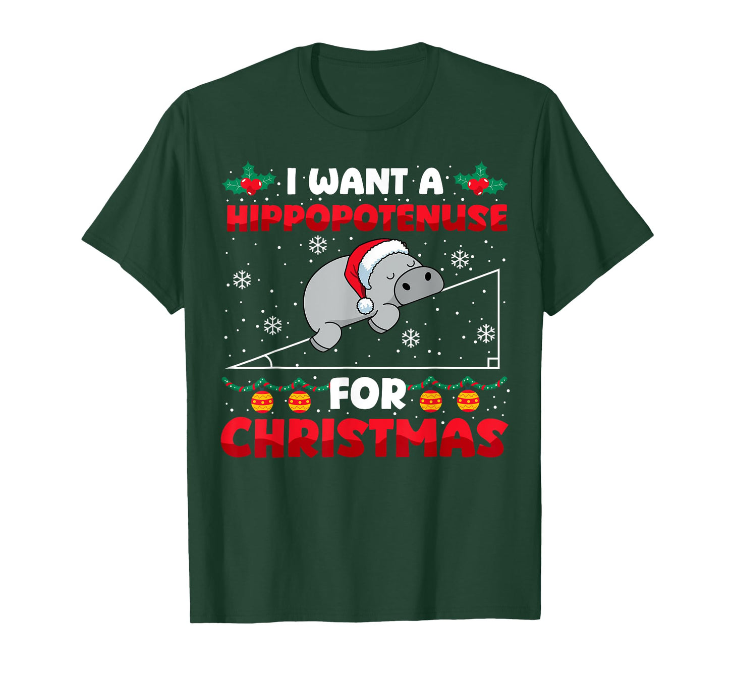 Funny Christmas Math Teacher Hippopotenuse Math Lovers Xmas T-Shirt