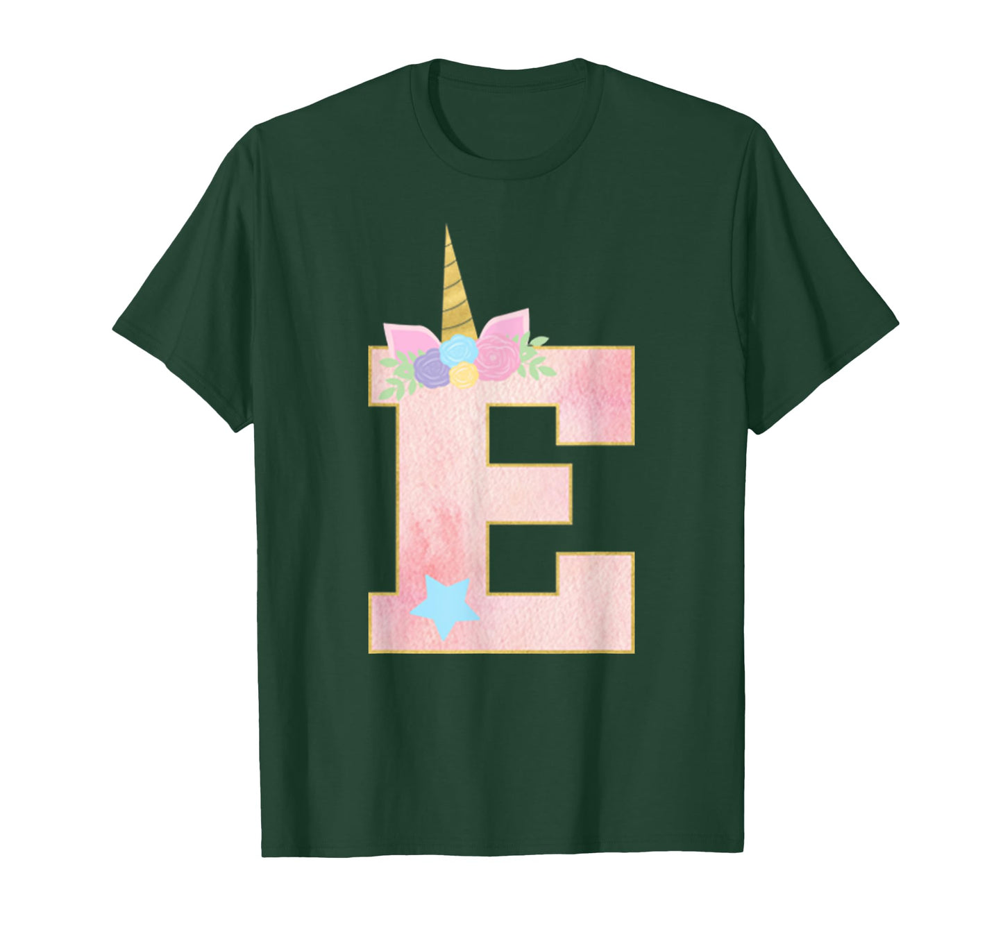 Initial Letter E Unicorn Monogram for Girls Unicorn Birthday T-Shirt