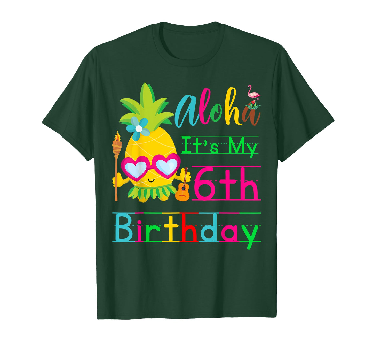 Aloha It's My 6th Birthday Hawaii Second Girls Luau Candles T-Shirt