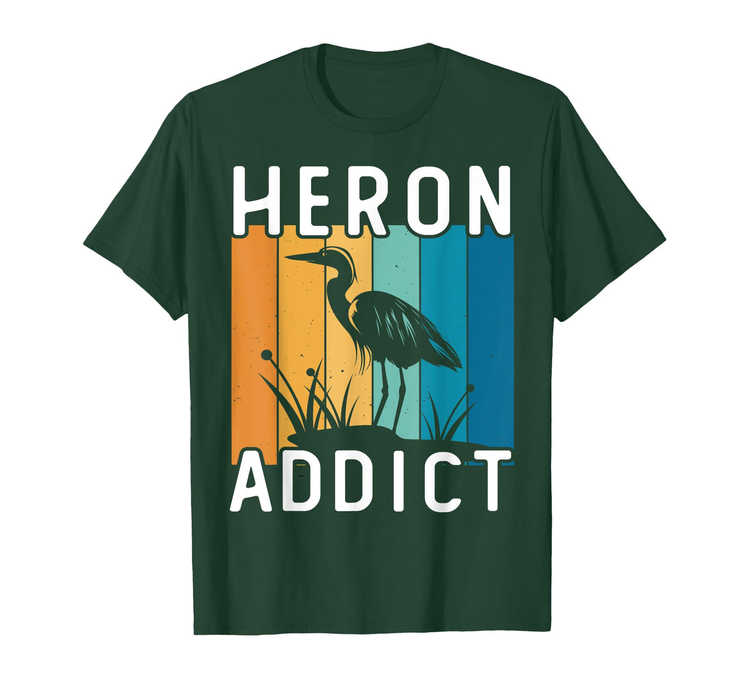 Retro Birding Heron Addict Bird T-Shirt
