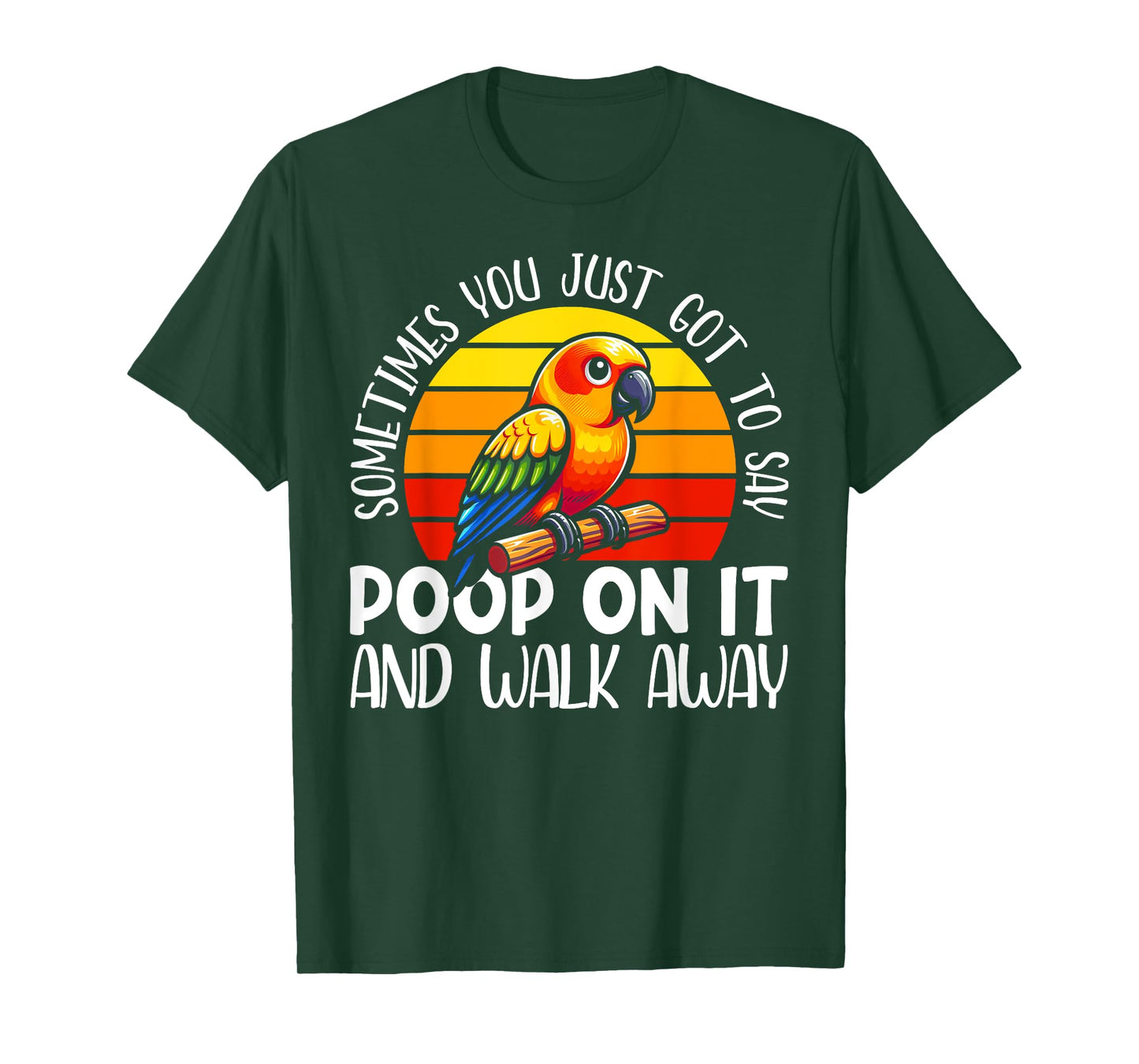 Sun Conure Parakeet Tee - Unisex Adults, Kids - Black - Bird Print - Short Sleeve - T-Shirt - Small