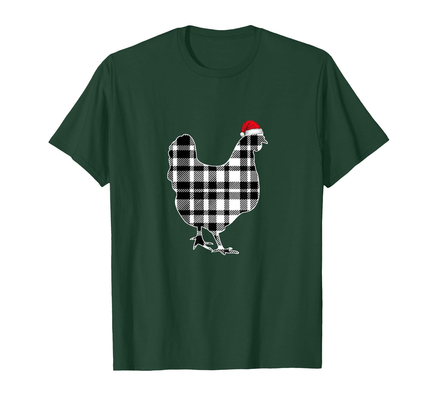 Chicken Christmas Shirt Black And White Buffalo Plaid Pajama T-Shirt