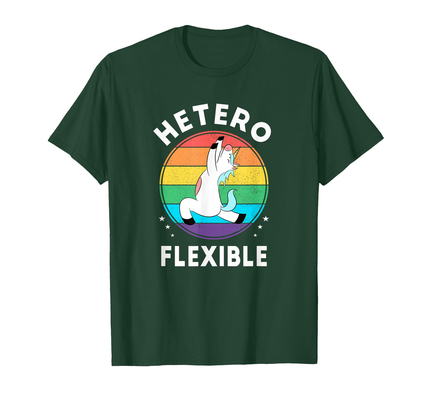 Heteroflexible Funny Yoga Unicorn Queer Ally Gay Pride Stuff T-Shirt