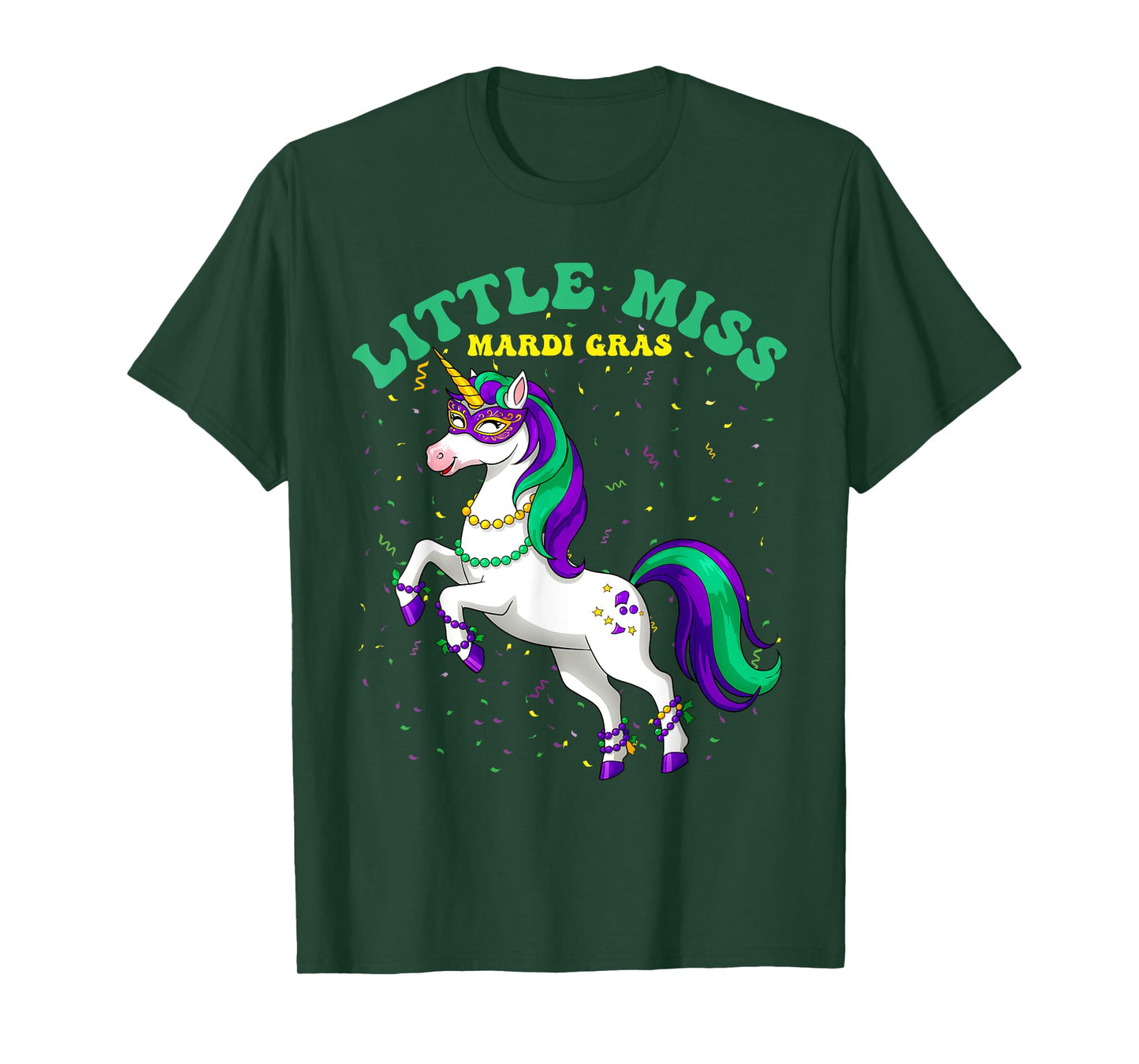 Little Miss Mardi Gras Unicorn Graphic for Women & Girls T-Shirt
