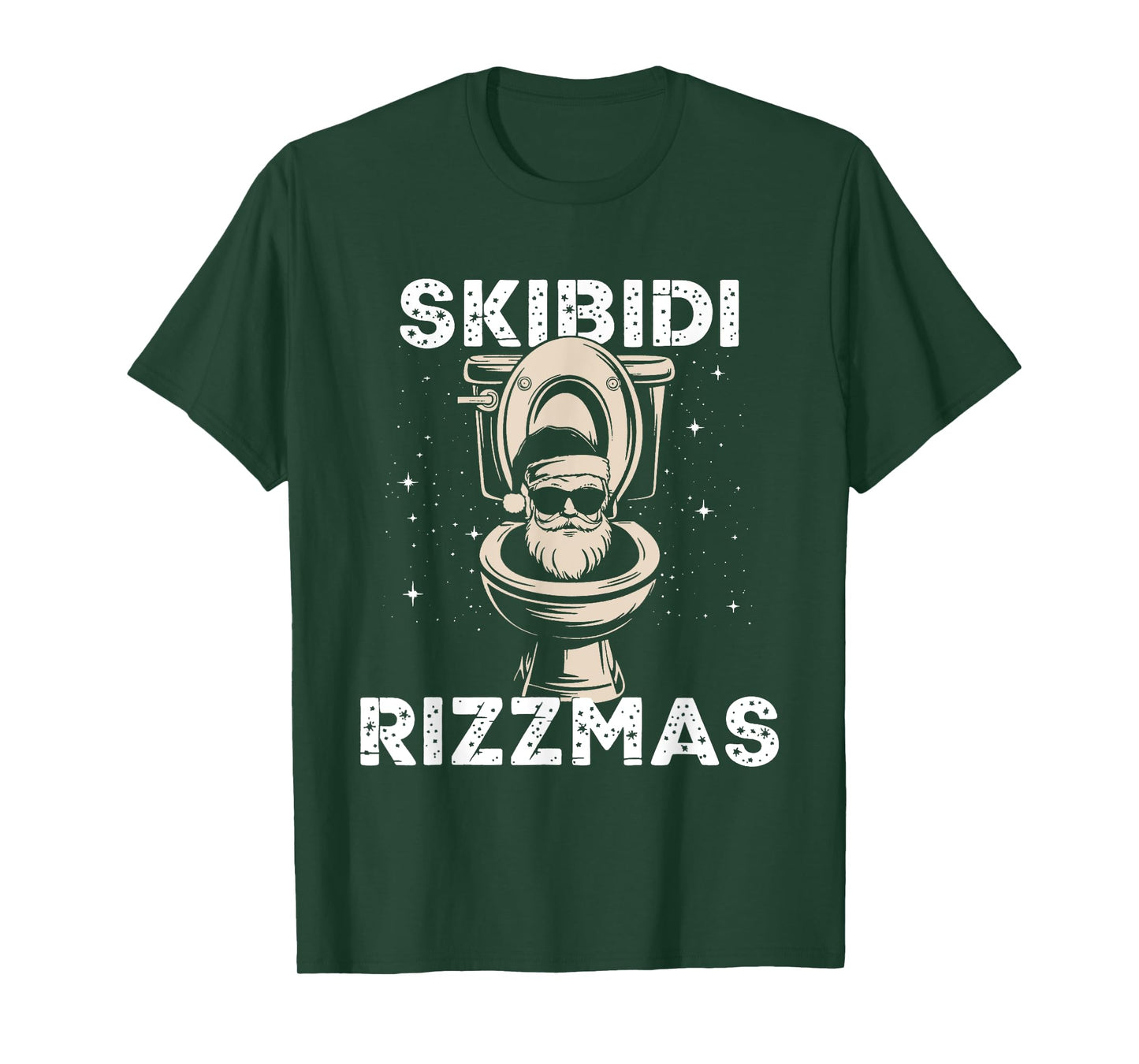 Skibidi Rizzmas Funny Toilet Santa White Elephant Christmas T-Shirt