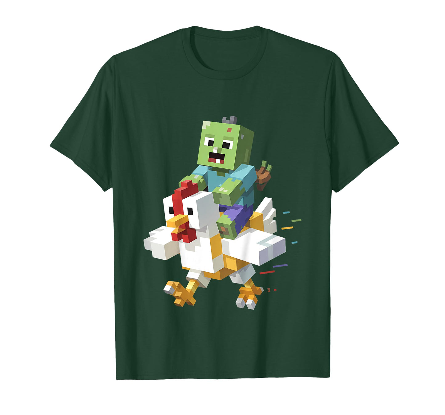 Kids Jock Chicken Shirt Pixel Art Gamer Zombie Boys Kids Funny T-Shirt