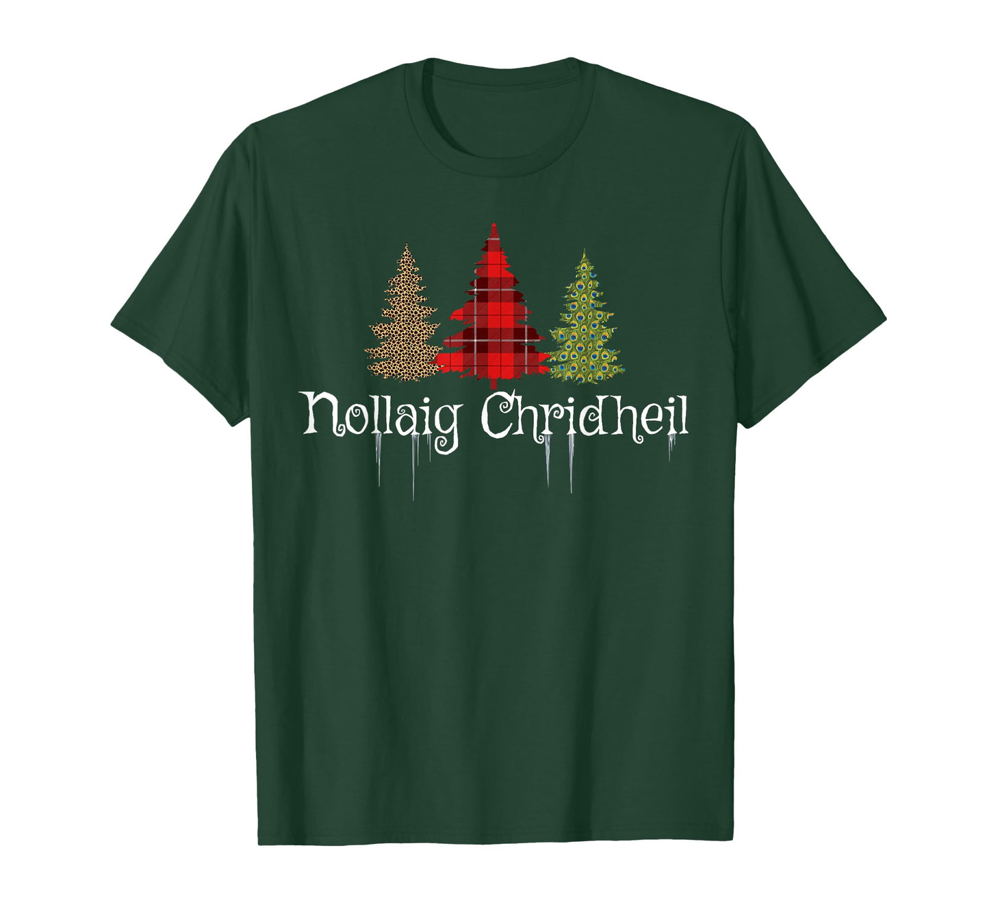 Scottish Gaelic Merry Christmas Nollaig Chridheil Plaid Tree T-Shirt