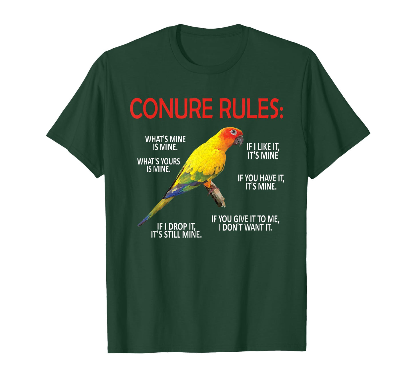 Conure Rules | Conure Owner Bird Sun Conure Parrot T-Shirt