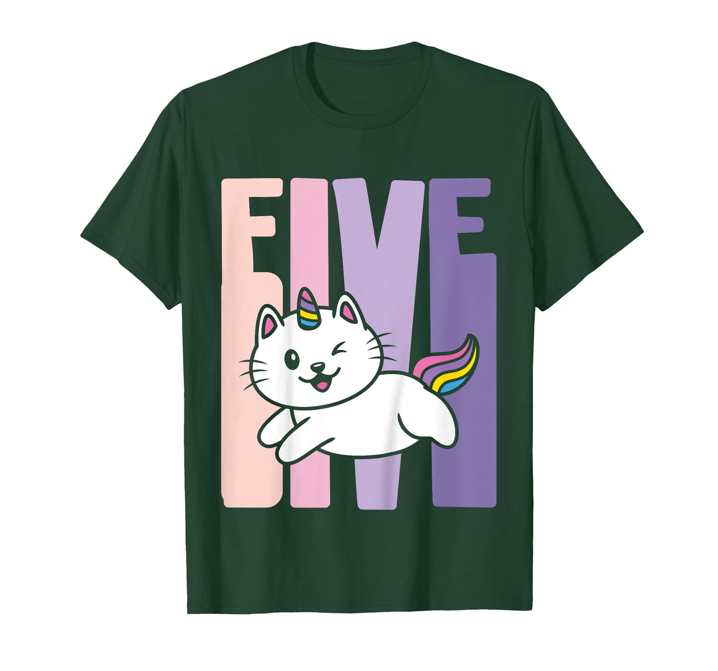5 Year Old Cute Caticorn Cat Unicorn Birthday Girl B-day T-Shirt