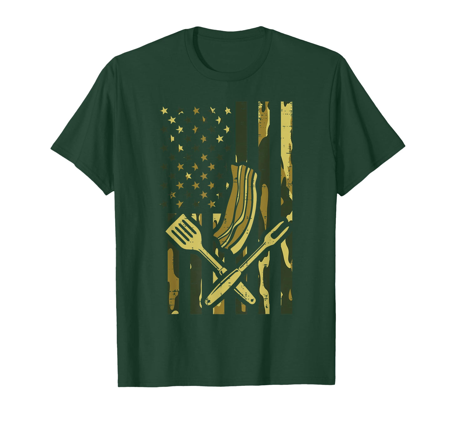 Camo US Flag Bbq Meat Grill Barbecue Patriot Men Women Kids T-Shirt