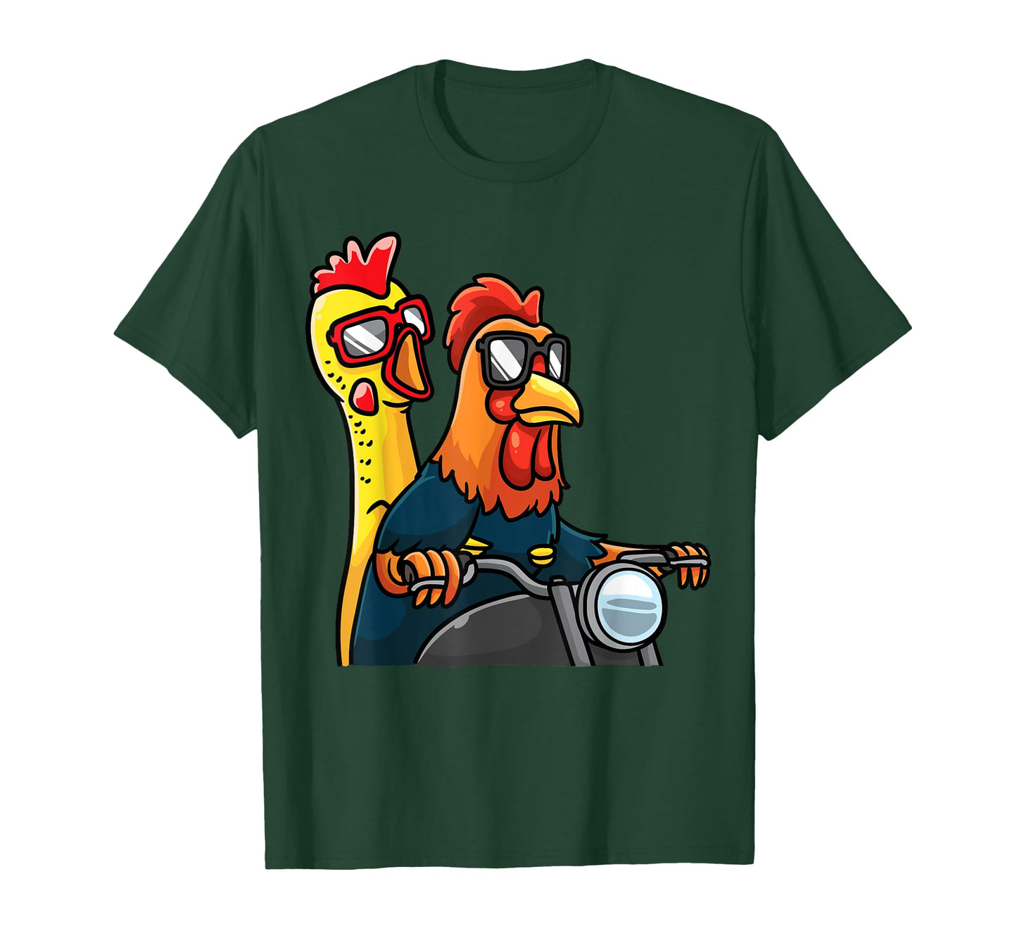 Chicken And Rubber Chicken Riding A Motorcycle Motorbike T-Shirt