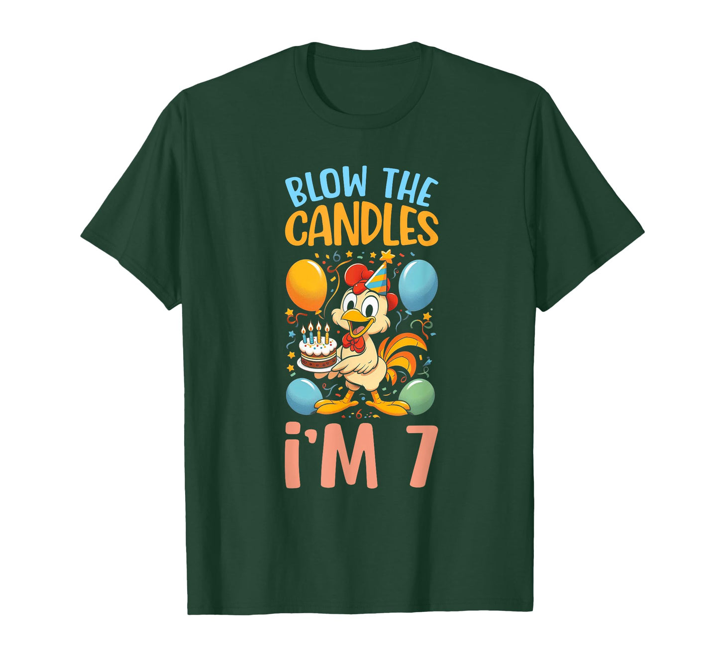 Chicken Kids 7th Birthday Party Boy 7 Year Old Bday Girl T-Shirt