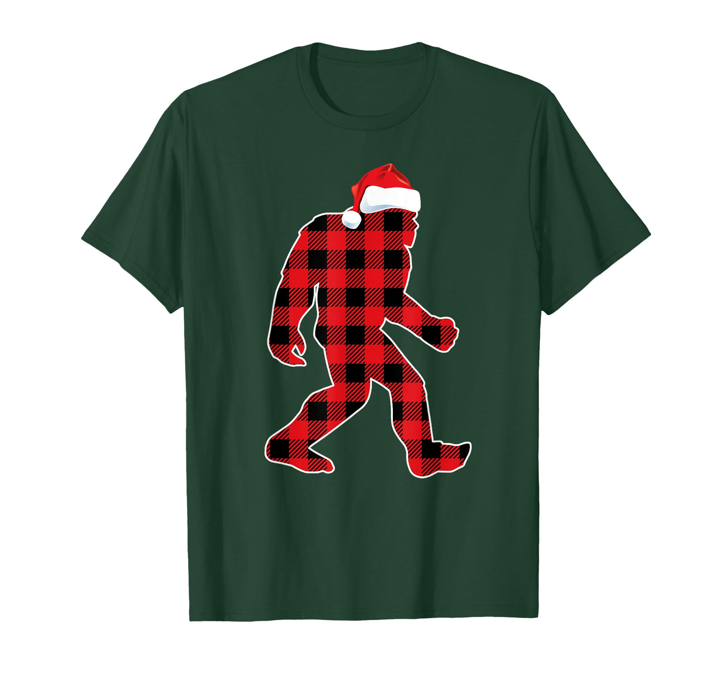 Believe Red Plaid Bigfoot Christmas Sasquatch Santa Sleeping T-Shirt