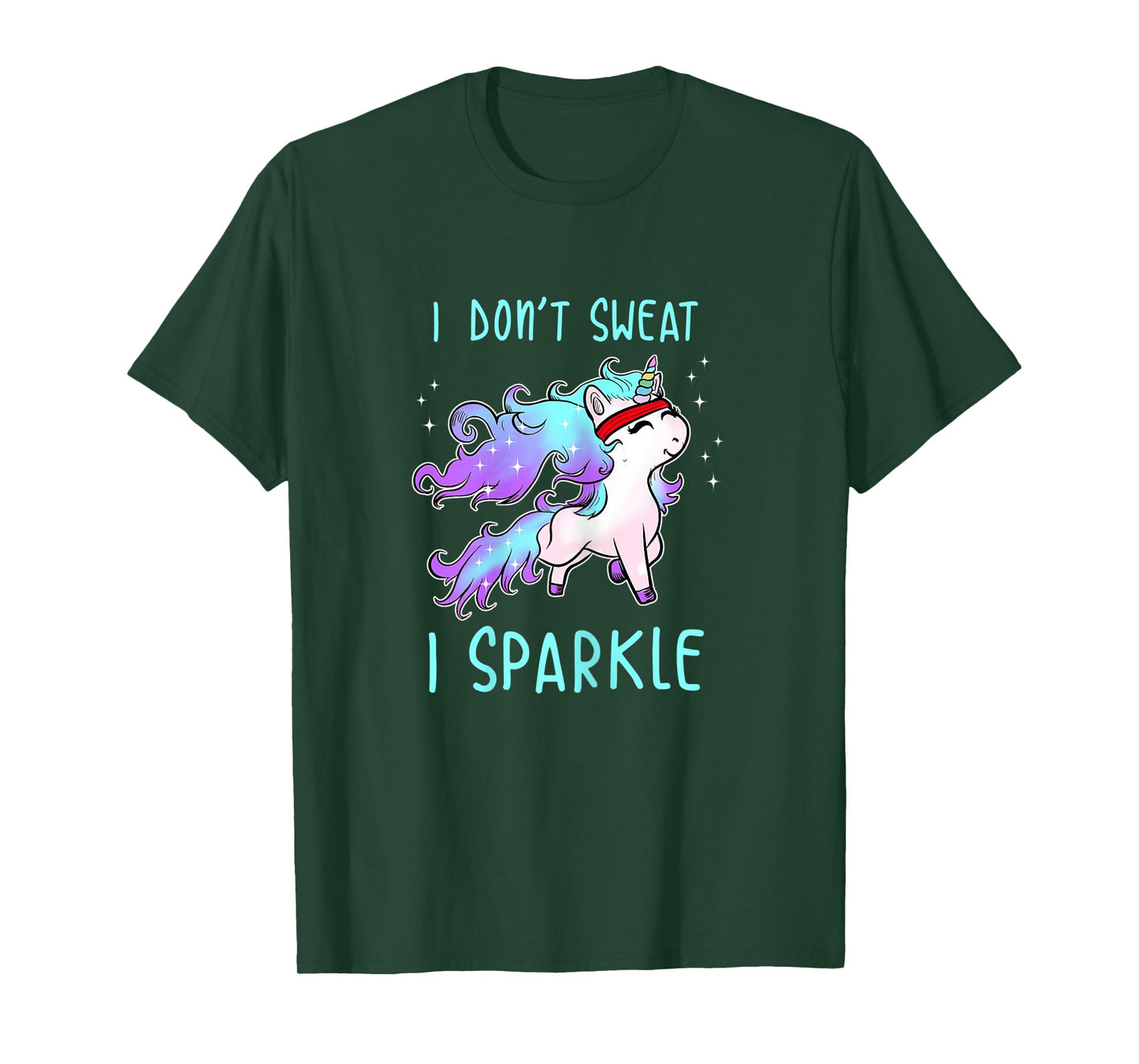 Womens I Don't Sweat I Sparkle Unicorn Gym Workout T- Shirt