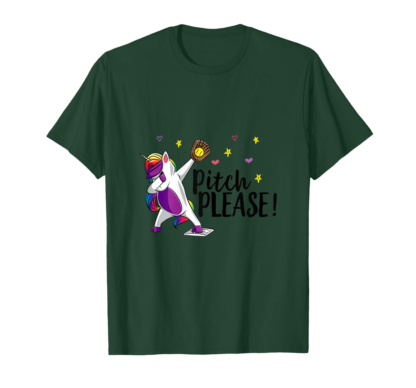Dabbing Unicorn Funny Softball Pitcher Girls Pitch Please T-Shirt