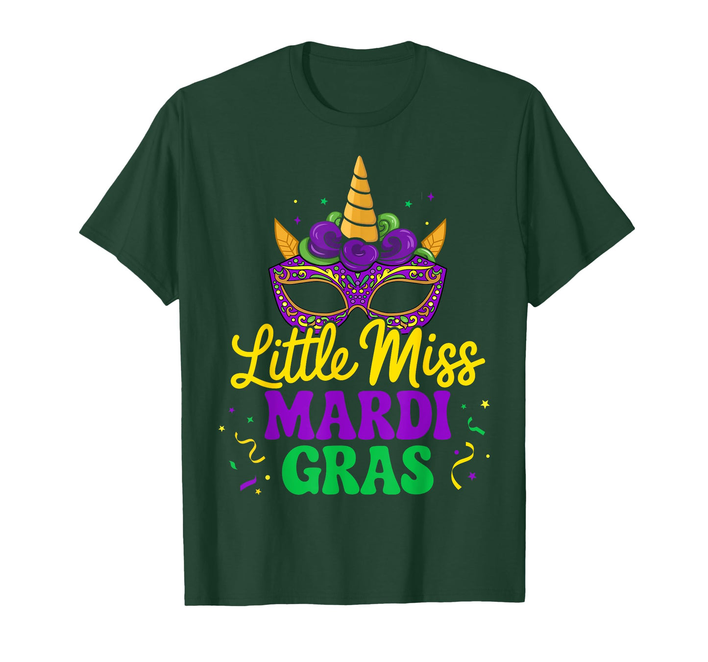 Little miss mardi gras unicorn mask for girls and women T-Shirt