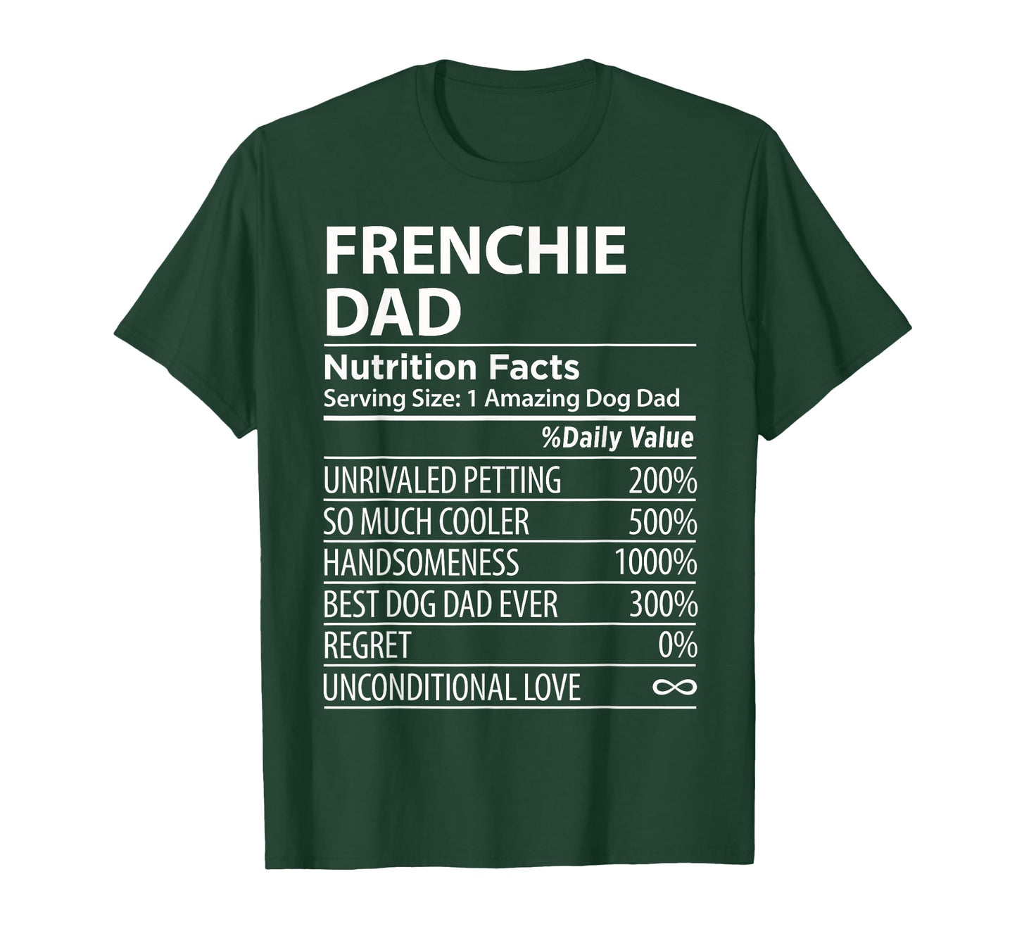 Frenchie Dad Nutrition Facts Funny Frenchie Dog Owner T-Shirt