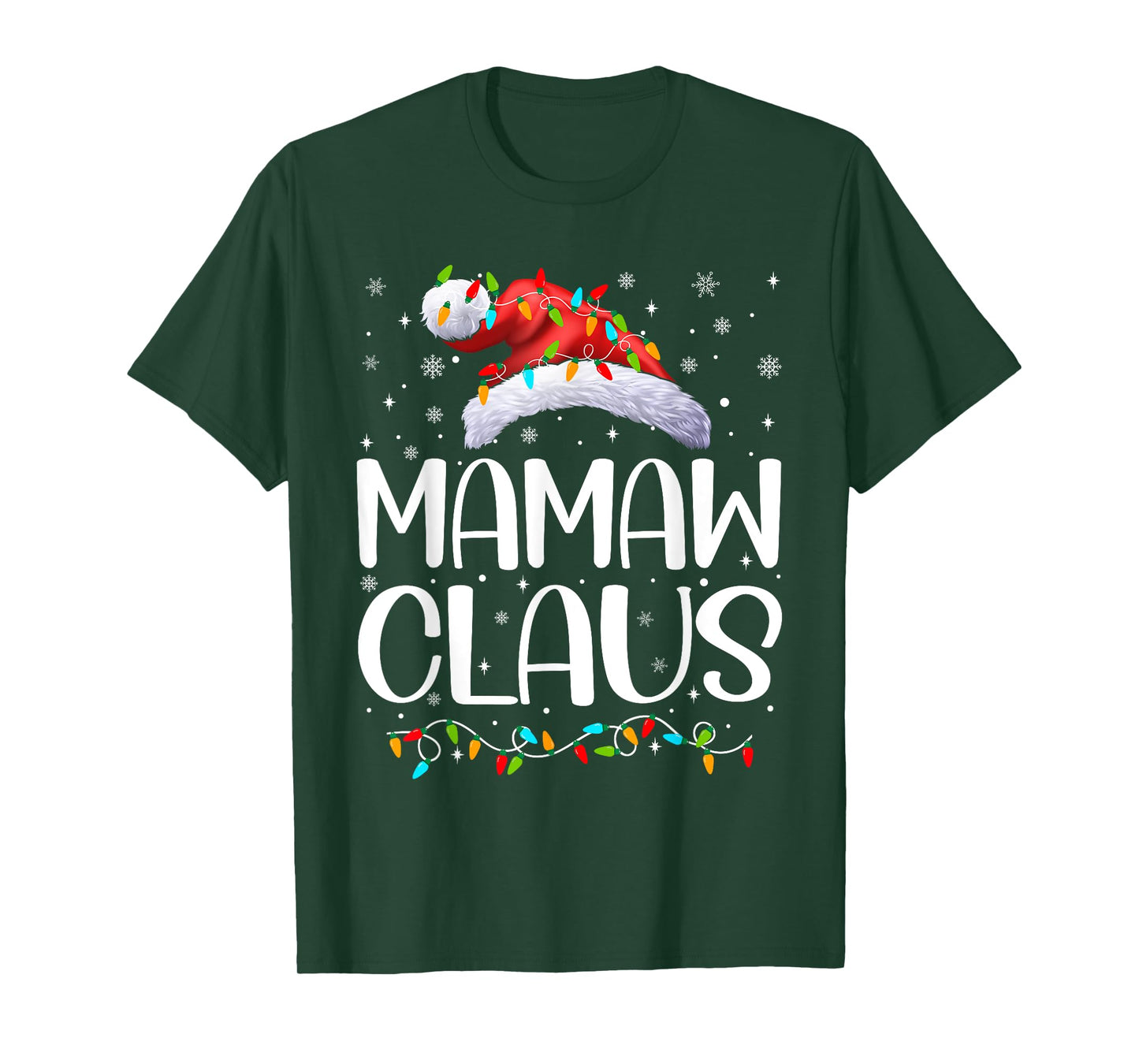 Mamaw Claus Xmas Lights Christmas Pajama Matching Family T-Shirt