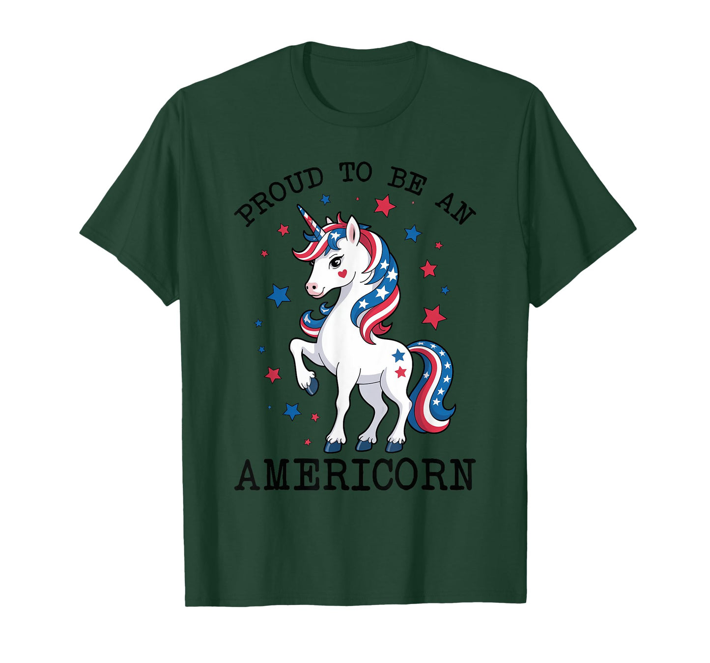 Proud to Be an Americorn Unicorn Mericorn Red White And Blue T-Shirt