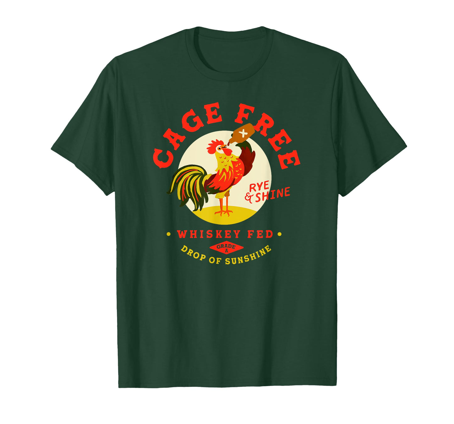 Funny Rye And Shine Whiskey Drinker Rooster Men's Party Tee T-Shirt