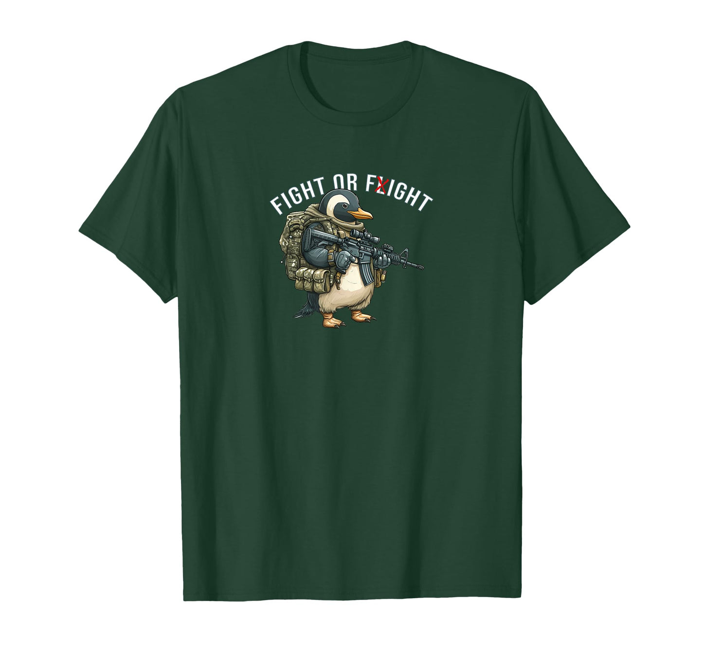Fight or Flight - Tactical Penguin - Military Tribute T-Shirt