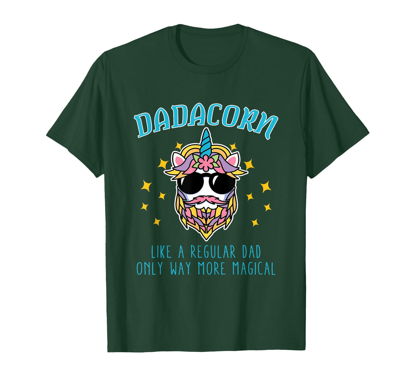 Dadacorn Father's Day Funny Daddy Beard Graphic Dad Unicorn T-Shirt