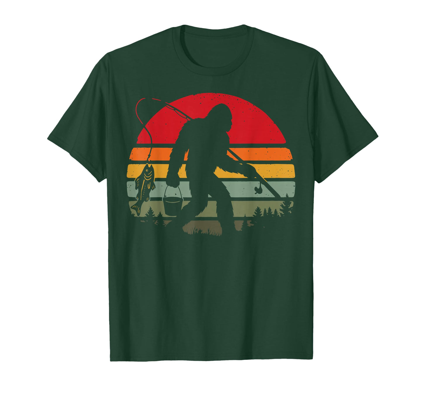 Bigfoot Fishing Retro Sasquatch T-Shirt