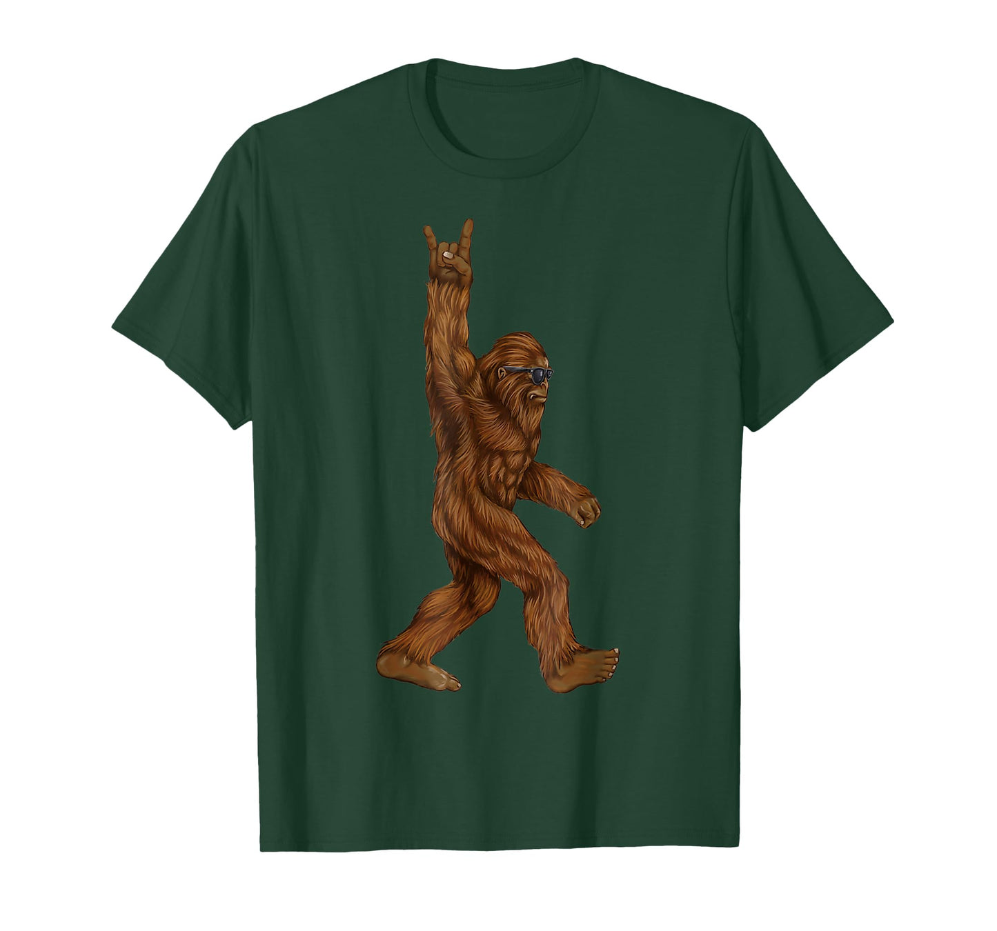 Rock On Bigfoot Loves Rock Sunglasses on T-Shirt