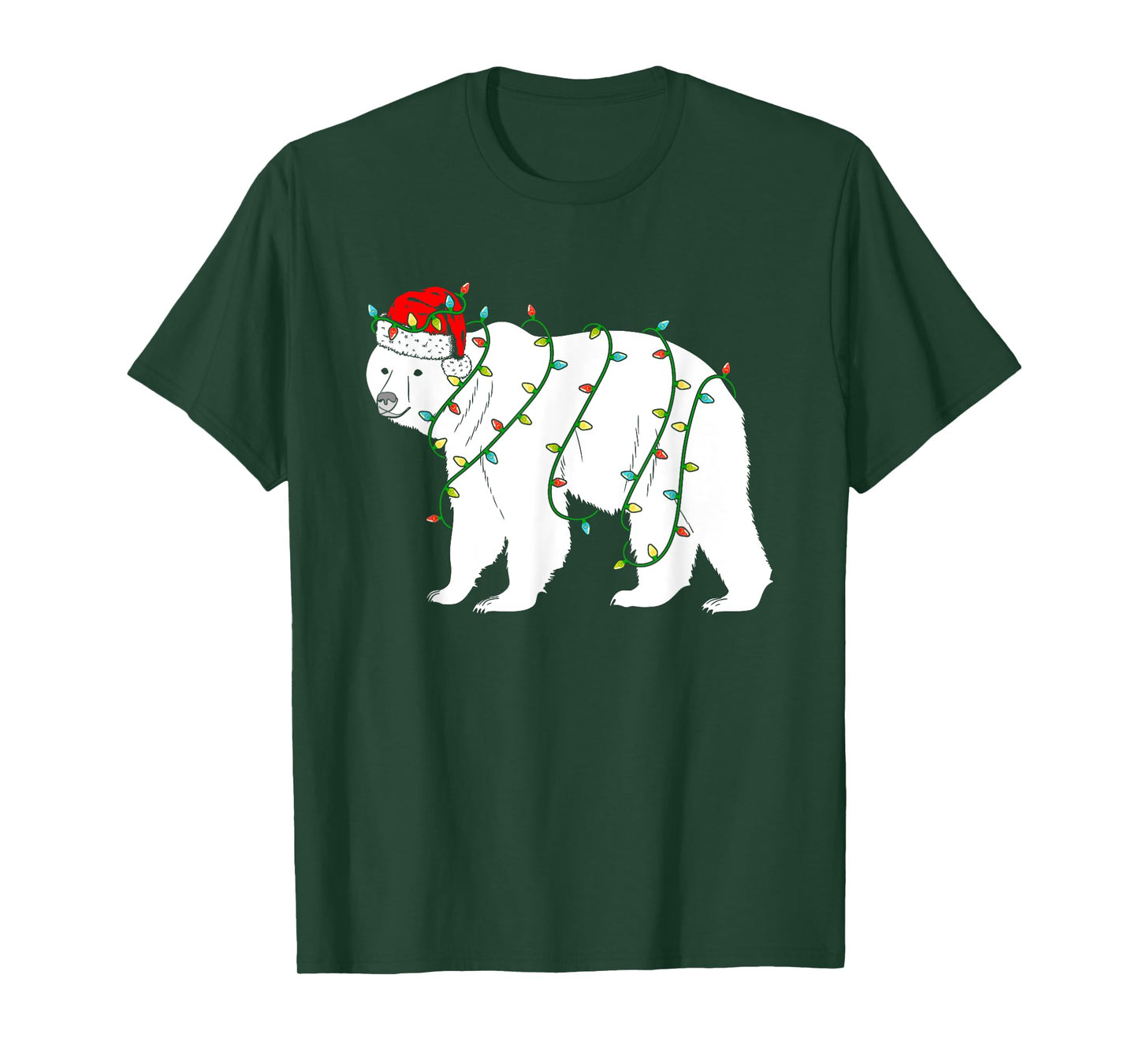 Polar Bear Christmas Santa Hat Lights Xmas Gifts T-Shirt