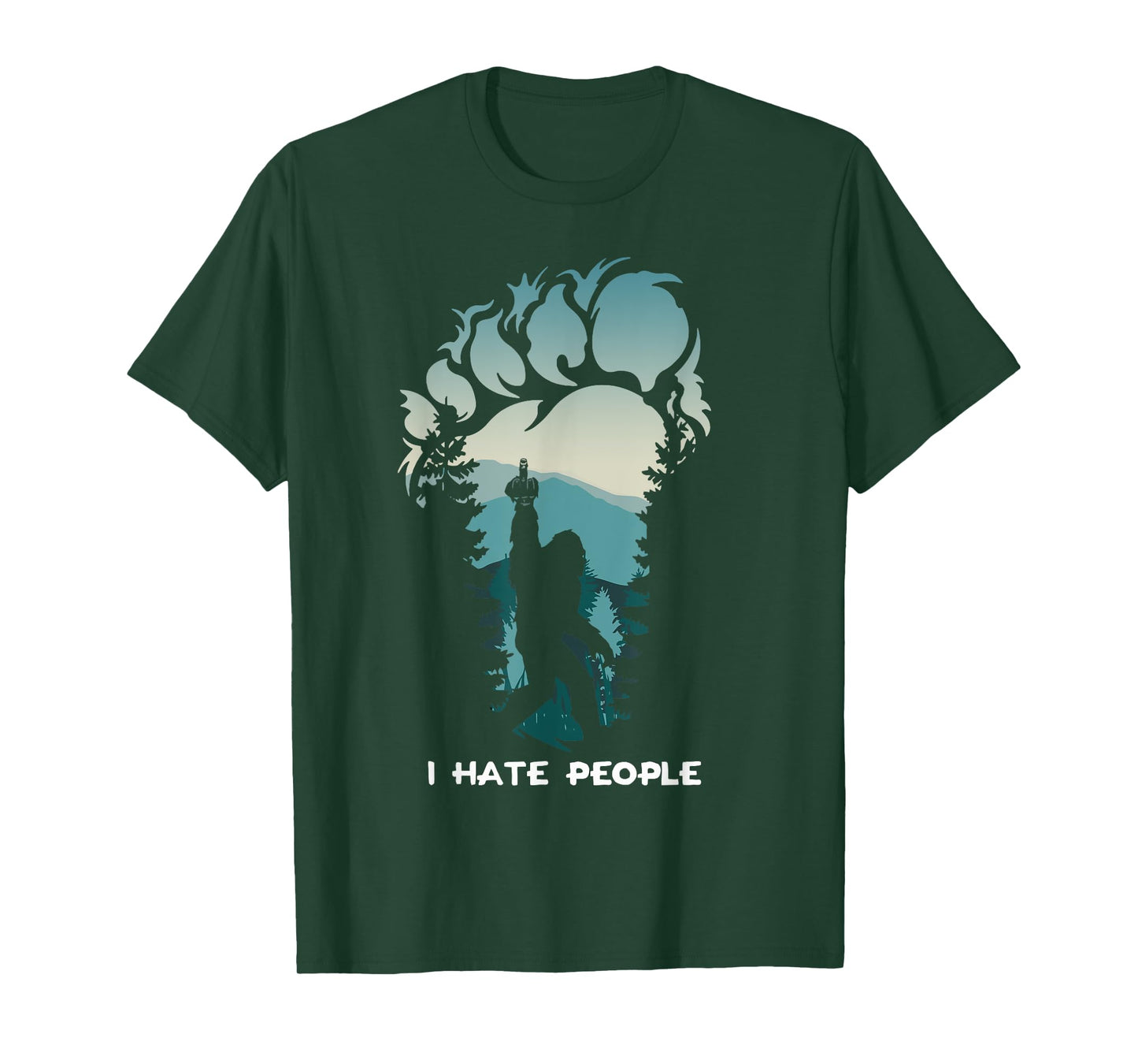 I Hate People Bigfoot Footprint T-Shirt