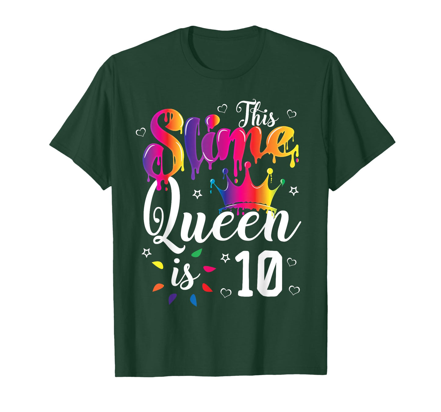 slime queen crown Birthday 10th gift for girls 10 years old T-Shirt