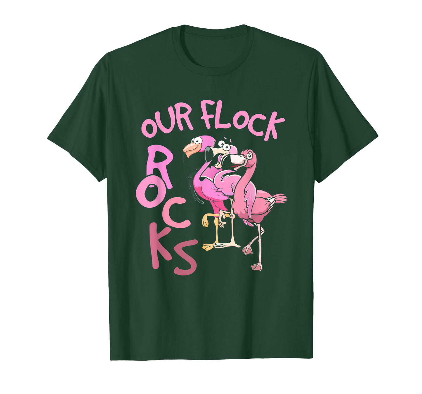 Our Flock Rocks Flamingo Matching Family Vacation Group T-Shirt