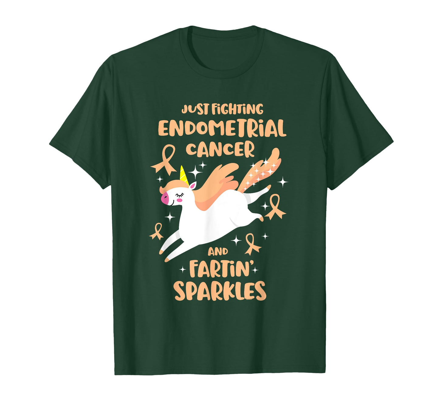 Fighting Endometrial Cancer Quote Farting Unicorn Awareness T-Shirt