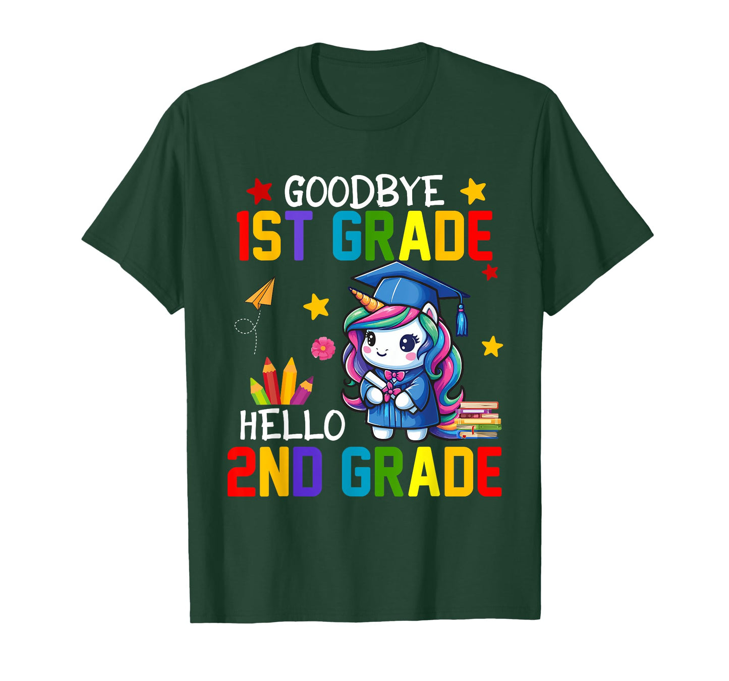 Goodbye 1st Grade Hello 2nd Grade Cute Unicorn Graduation T-Shirt