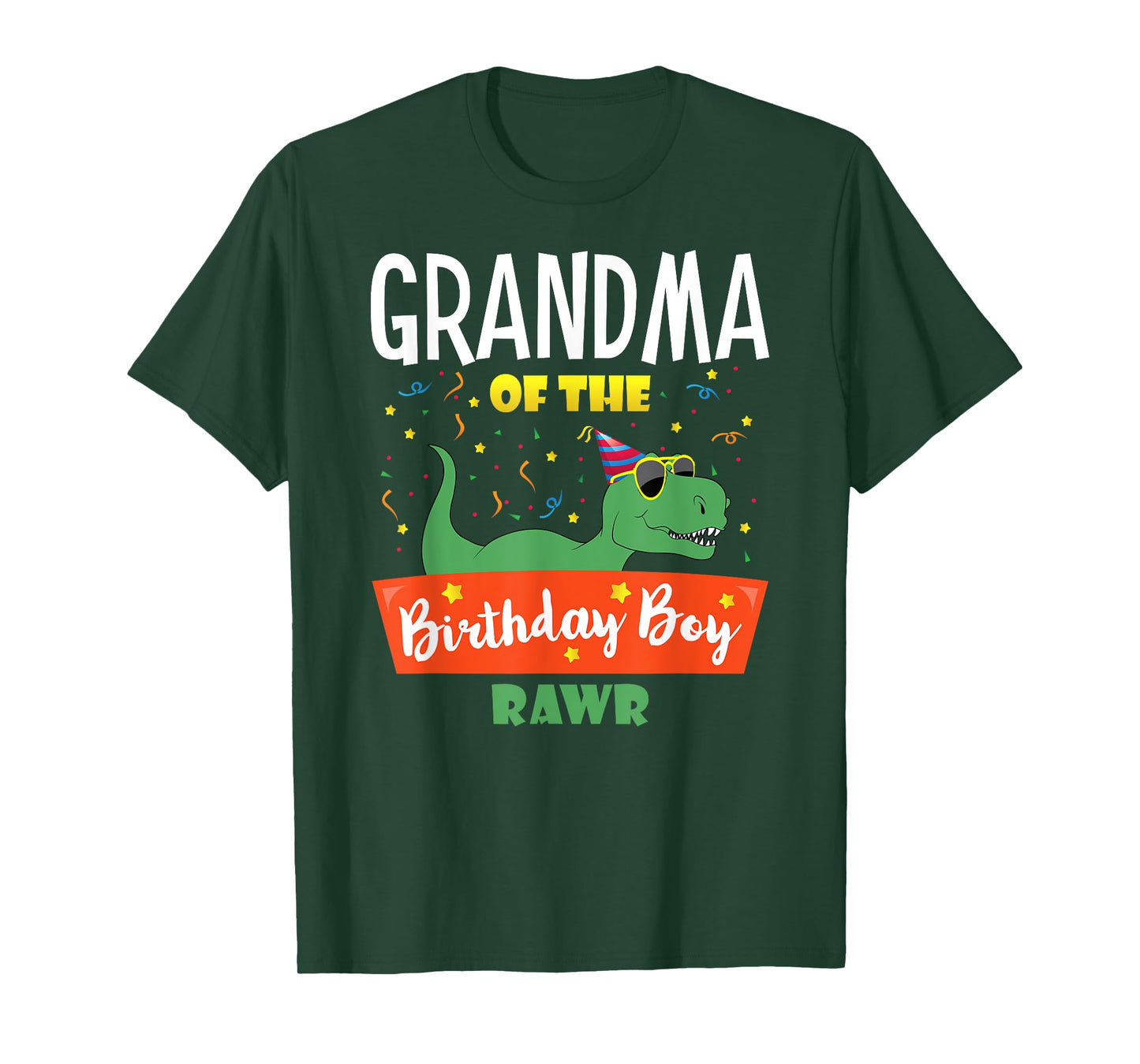 Matching Family Saurus Rex Dino Birthday Apparel Grandma of the Birthday Boy Dinosaur Grandson Grandmother T-Shirt