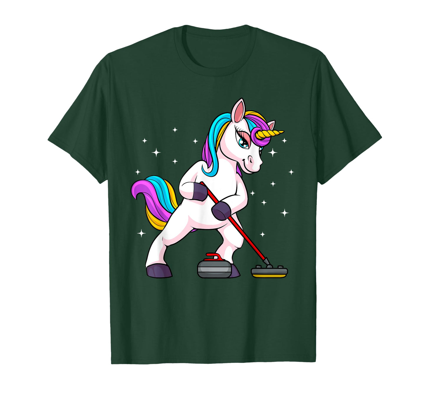 Cute Curling Art For Men Women Unicorn Curler Curling Sport T-Shirt