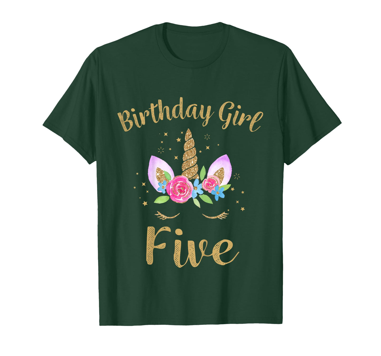Kids 5 Year Old Birthday Girl Unicorn Shirt 5th Birthday Outfit T-Shirt