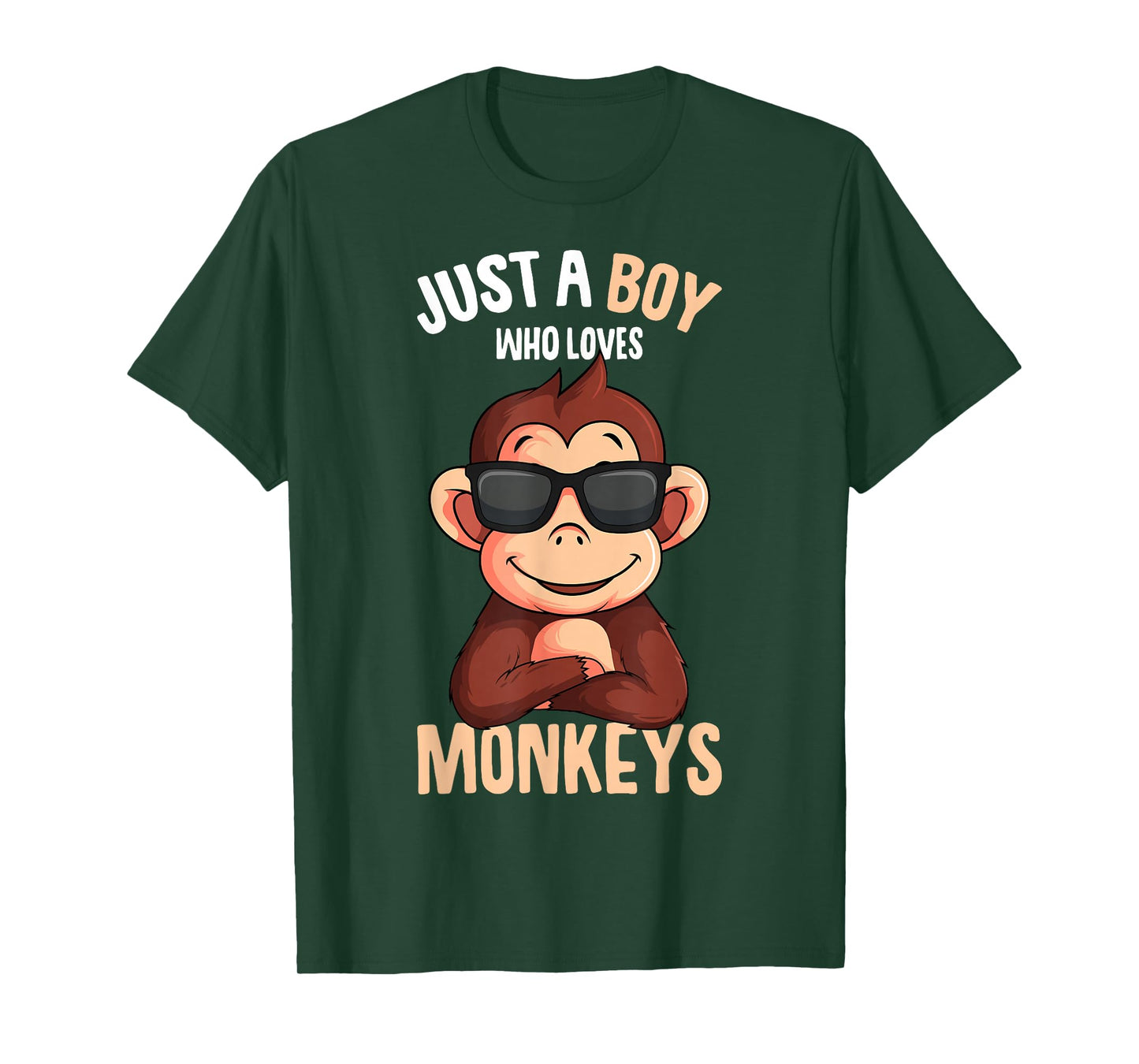 Monkey Just A Boy Who Loves Monkeys Boys Kids T-Shirt