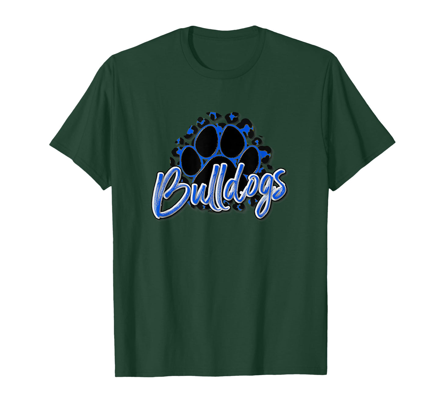 Bulldogs Blue Black Cheetah School Sports Fan Team Spirit T-Shirt