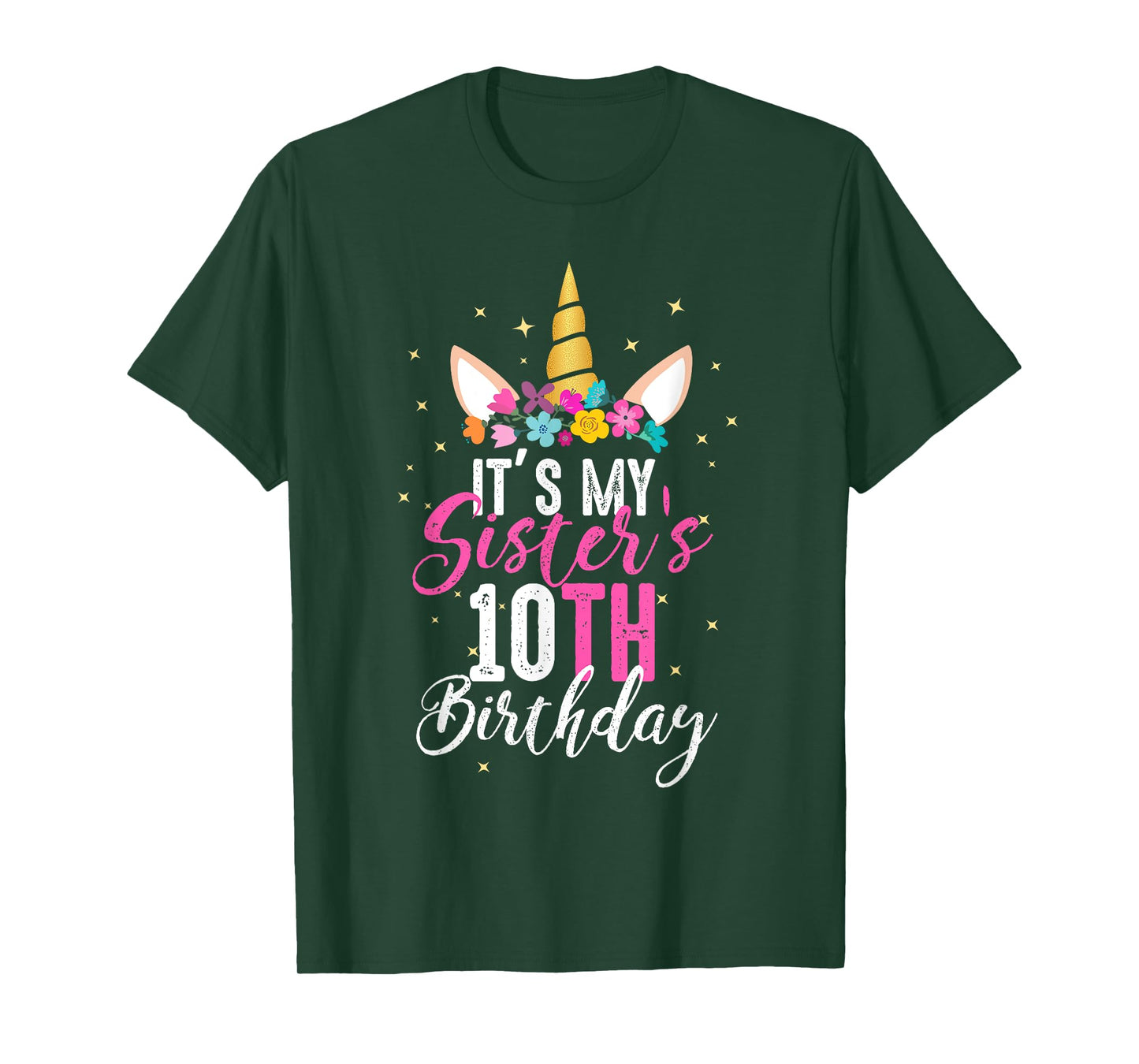 Its My Sisters 10th Birthay Sibling Gift Unicorn Birthday T-Shirt