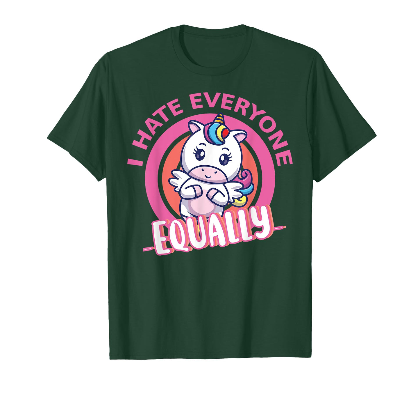 I Hate Everyone Equally People Suck Antisocial Unicorn Funny T-Shirt